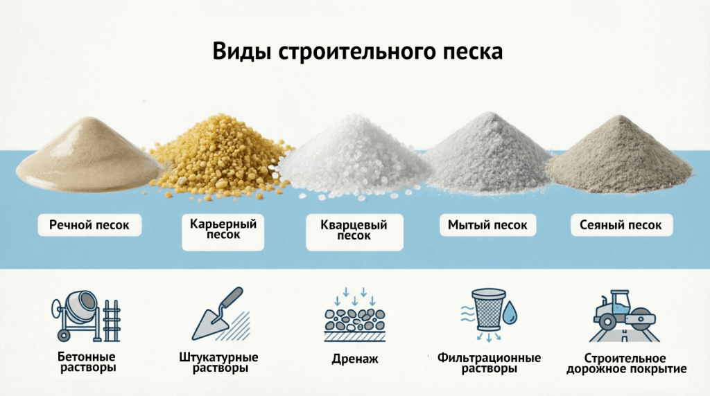 Виды строительного песка и их особенности